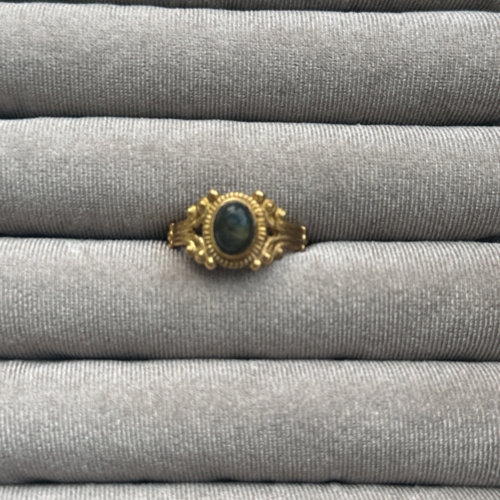 Gold-Tone labradorite Stone Vintage-Style Women's Ring